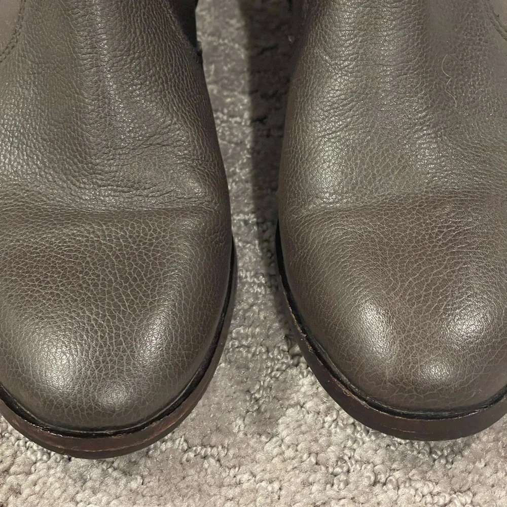 Tori Burch Gemini Link Chocolate Brown Leather Ankle Boots, 1.25” Heel, 6.5 M